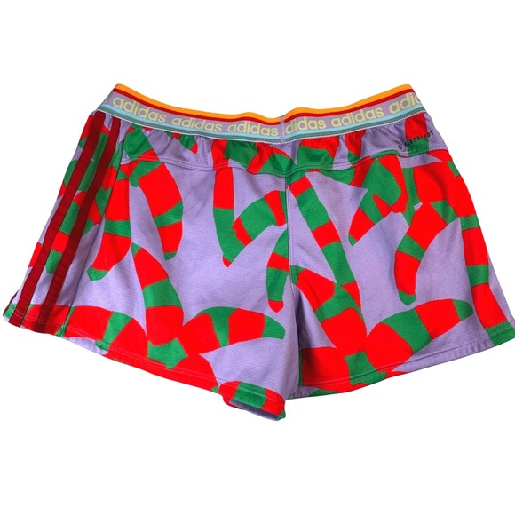 Adidas Farm Rio Women's Small Running Shorts Lavender Red Green Print Activewear - Picture 1 of 5